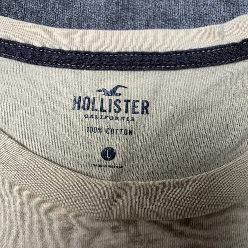 Hollister T Shirt Mens Large Box Logo Embroidered Colorblock Blue Pink Preppy‎ L - Picture 4 of 7
